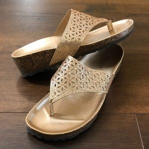 Italian Shoemakers Rose gold wedge sandal slippers